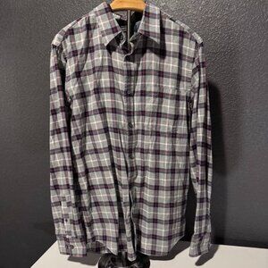 Men’s Soft-Wash Plaid Flannel Shirt – Size Large – 100% Cotton